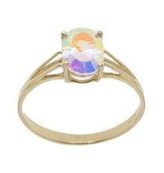 Oval Radiant Cut Sea Mist Mystic Topaz 14K Gold Ringoval 