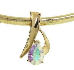 Pear Radiant Cut Sea Mist Mystic Topaz 14K Gold Slide Pendant