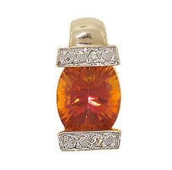 Oval Radiant Cut Twilight Mystic Fire Topaz Diamond 14K Gold Pendant