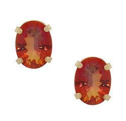Oval Radiant Cut Twilight Mystic Topaz 14K Gold Stud Earringsoval 