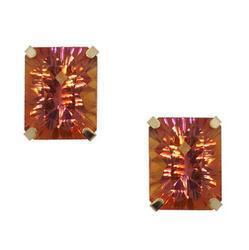 Emerald Radiant Cut Twilight Mystic Topaz 14K Gold Stud Earringsemerald 