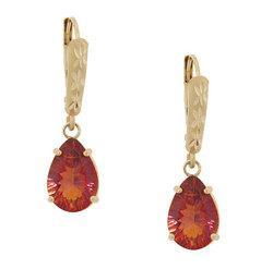 Pear Radiant Cut Twilight Mystic Topaz 14K Gold Dangle Leverback Hoop Earringspear 