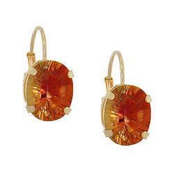 Oval Radiant Cut Twilight Mystic Topaz 14K Gold Leverback Hoop Earringsoval 