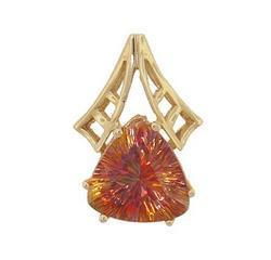 Trillion Radiant Cut Twilight Mystic Topaz 14K Gold Pendant