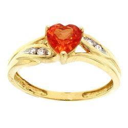 Heart Cut Orange Created Sapphire Cubic Zirconia Gold Ringheart 