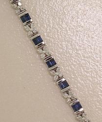 Sapphire and Diamond White Gold Link Braceletsapphire 