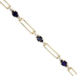 Oval Cut Sapphire Diamond Gold Link Braceletoval 