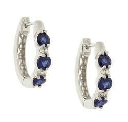 Sapphire Diamond 14K White Gold Hoop Earringssapphire 