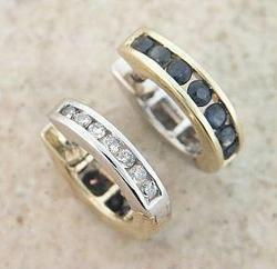 Sapphire Diamond Y, White Gold Hoop Earringssapphire 