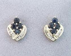 SAPPHIRE DIAMOND 14K GOLD FLOWER EARRINGSsapphire 