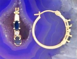 Midnight Sapphire and Diamond 14K Gold Hoop Earringsmidnight 