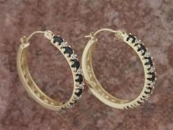 Ladies Sapphire and Diamond 14K Gold Hoop Earringsladies 
