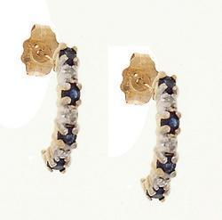 Midnight Sapphire and Diamond Gold J Hoop Earringsmidnight 