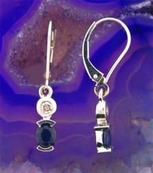 Midnight Sapphire and DIamond White Gold Dangle Earringsmidnight 