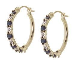 Midnight Sapphire and Diamond Gold Hoop Earringsmidnight 