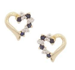 Sapphire and Diamond Gold Heart Earringssapphire 