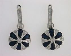Sapphire and Diamond 14K White Gold Dangle Earringssapphire 