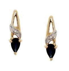 Pear cut Sapphire Diamond Gold Stud Earringspear 