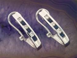 Sapphire and Diamond 14K White Gold Hoop Earringssapphire 
