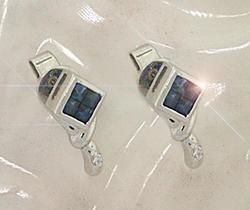 Blue Sapphire and Diamond 14K White Gold Stud Earringsblue 