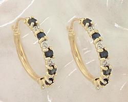 Midnight Sapphire and Diamond Gold Hoop Earringsmidnight 