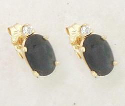 Ladies Midnight Sapphire and Diamond 14K Gold Earringsladies 