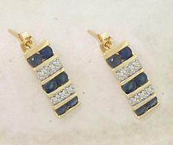 Sapphire and Diamond Gold J Hoop Earringssapphire 
