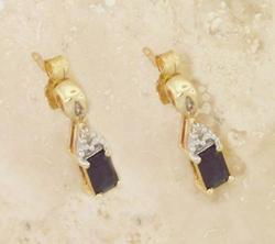 Emerald cut Sapphire and Diamond Earringsemerald 