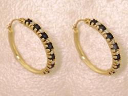 Sapphire and Diamond 14K Gold Hoop Earringssapphire 