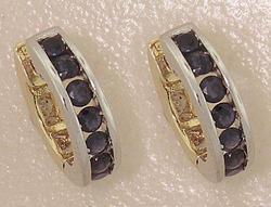 Sapphire Diamond Y, White Gold Hoop Earringssapphire 