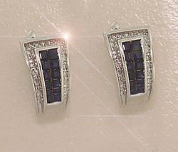 Princess Sapphire Diamond White Gold Leverback Earringsprincess 