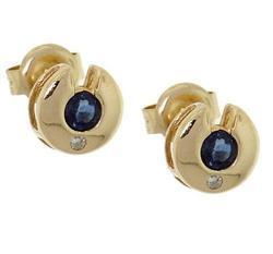 Sapphire and Diamond 14K Gold Circle Earringssapphire 