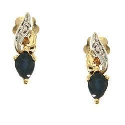 Pear Sapphire and Diamond Gold Stud Earringspear 