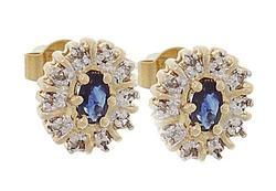Sapphire Diamond Gold Flower Earringssapphire 