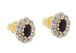 Sapphire Diamond 14K Gold Flower Earringssapphire 