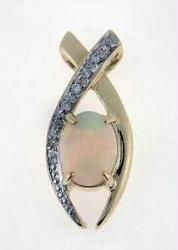 OPAL DIAMOND GOLD SLIDE PENDANTopal 