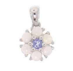 Opal Tanzanite White Gold Flower Pendantopal 