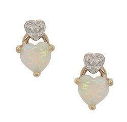 Heart Cut Opal Two-Tone Gold Stud Earringsheart 