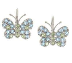 Peridot and Blue Topaz White Gold Butterfly Earringsperidot 