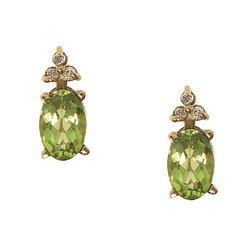 Oval Cut Peridot Diamond Gold Stud Earringsoval 