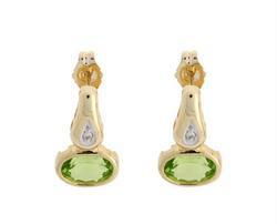 Peridot and Diamond 14K Gold Stud Dangle Earringsperidot 