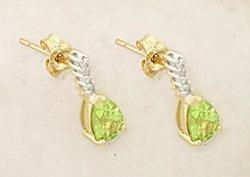 Pear Peridot and Diamond 14K Gold Dangle Earringspear 