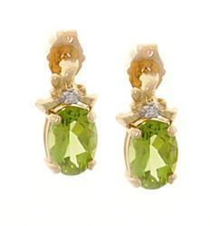 Oval Peridot and Diamond Gold Stud Dangle Earringsoval 