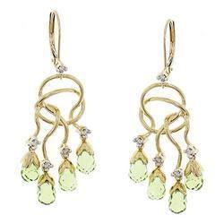 Briolette Peridot and Diamond 14K Gold Chandelier Earringsbriolette 