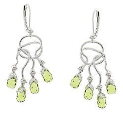 Briolette Peridot and Diamond 14K White Gold Chandelier Earringsbriolette 