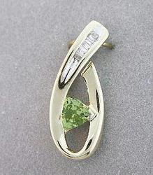 PERIDOT DIAMOND GOLD GEMSTONE SLIDE PENDANT