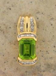 Peridot and Diamond 14K Gold Pendant