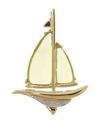 Peridot Diamond and 14K Gold Sailboat Pendant