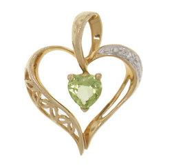 Heart cut Peridot Diamond Gold Heart Pendantheart 