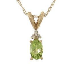 Oval Cut Peridot Diamond Gold Pendant Necklaceoval 